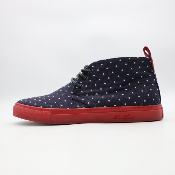 Del Toro Chukka Sneakers Men\'s Size 11 Blue White Polka Dots Red Soles main image 6